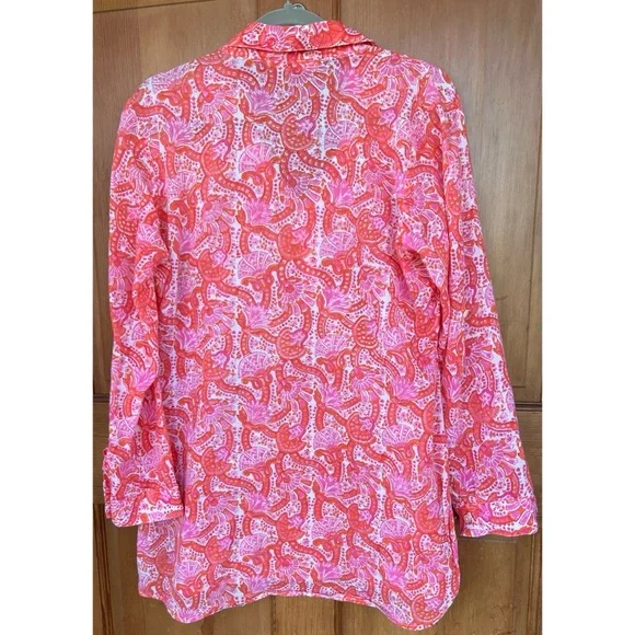 Oliphant Lightweight Pullover Floral Tunic Top L - Picture 2 of 8